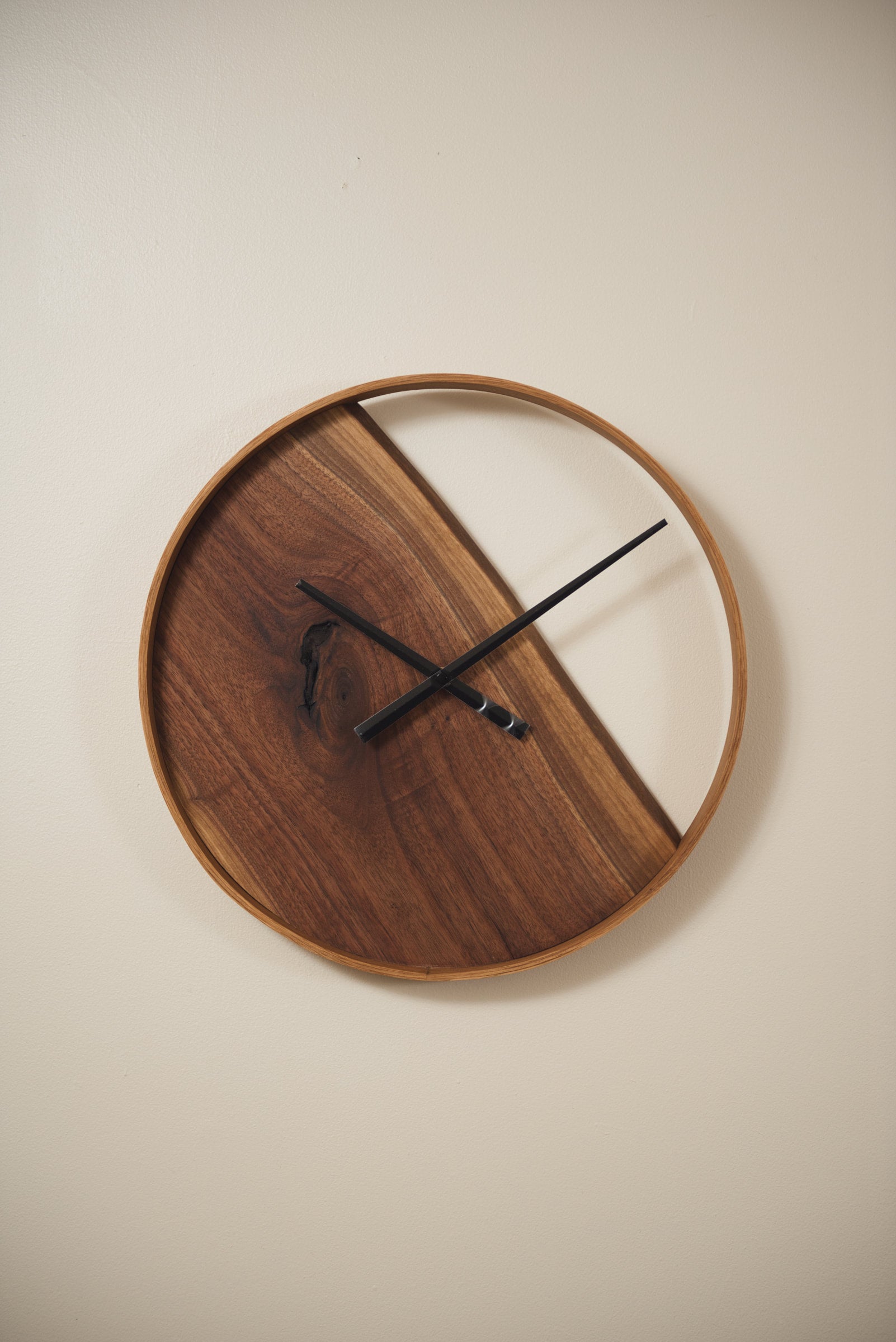 16 Inch Live Edge Walnut and White Oak Clock | Nate Freberg Woodshop